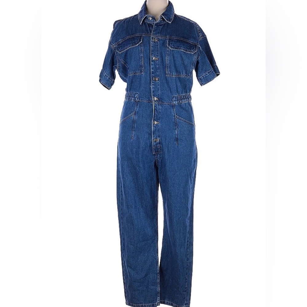 We The Free Women's Blue Denim Overalls jumpsuit indigo blue XL